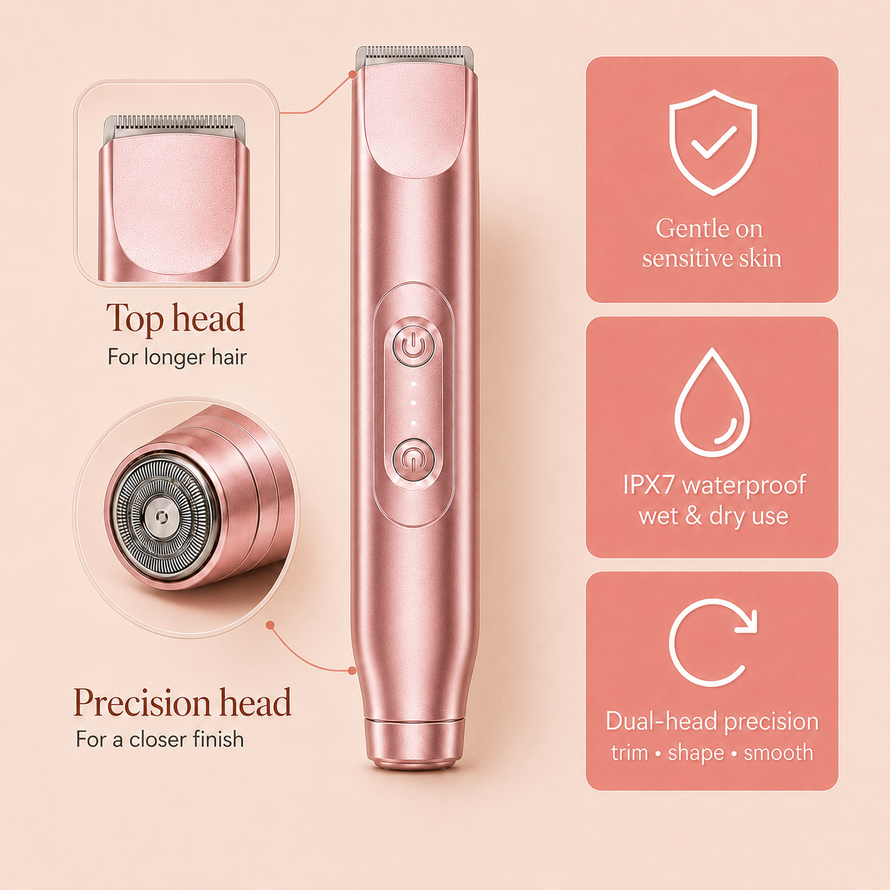 Peachie™ • Smooth without the razor burn drama.
